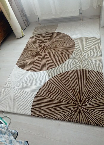 Açık Kahverengi Soyut Desenli Modern Halı - Görsel 3