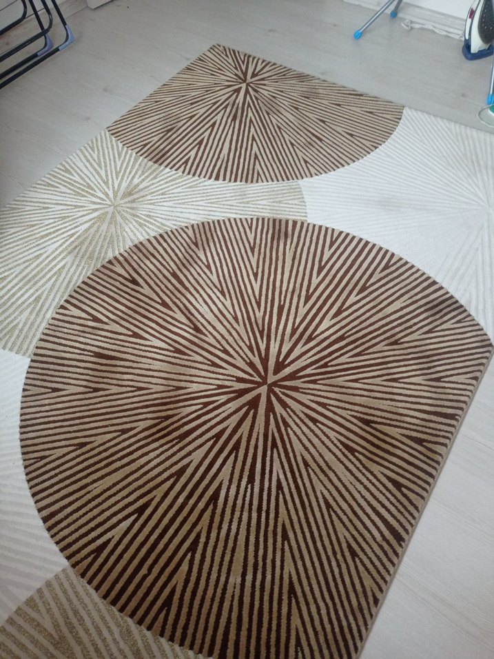 Açık Kahverengi Soyut Desenli Modern Halı - Görsel 4