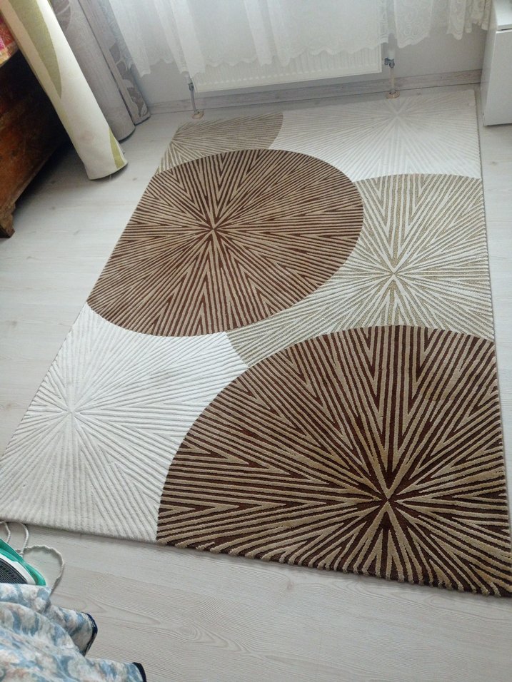 Açık Kahverengi Soyut Desenli Modern Halı - Görsel 3