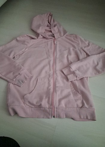 Kız Çocuk Pembe Kapüşonlu Fermuarlı Sweatshirt - Görsel 2