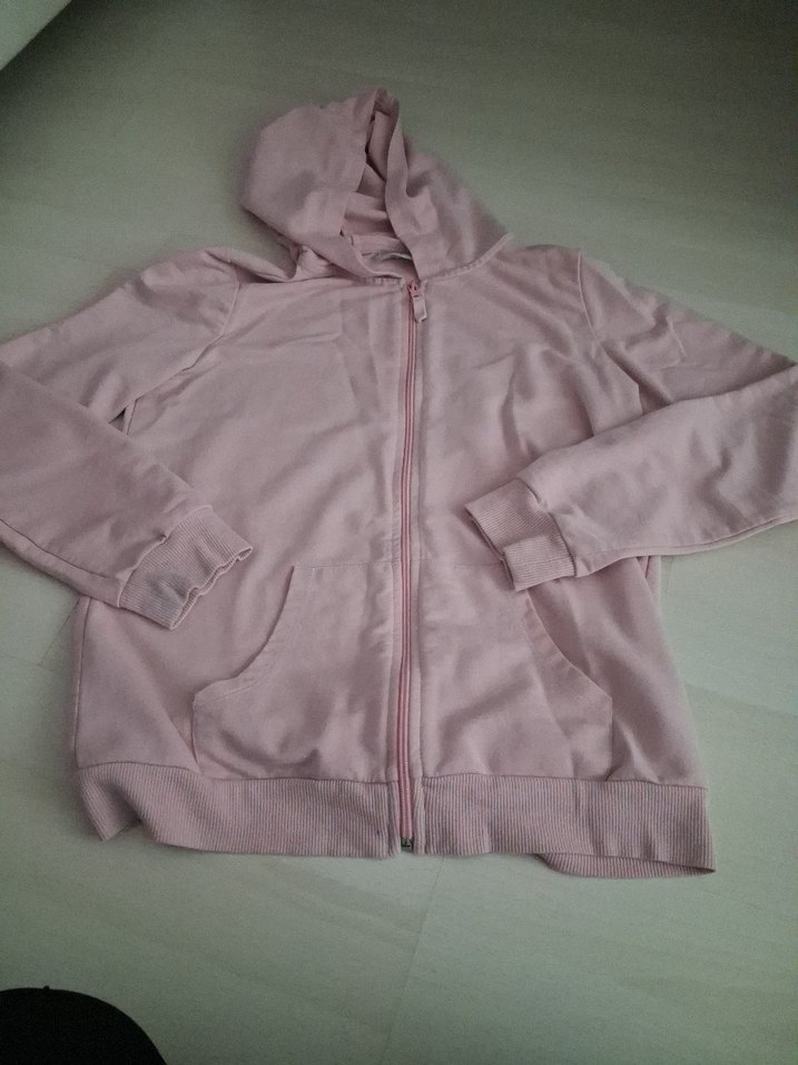 Kız Çocuk Pembe Kapüşonlu Fermuarlı Sweatshirt - Görsel 2