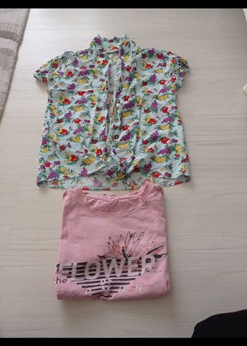 Kızlar için renkli bağlama desenli kısa kollu tişört - Görsel 4