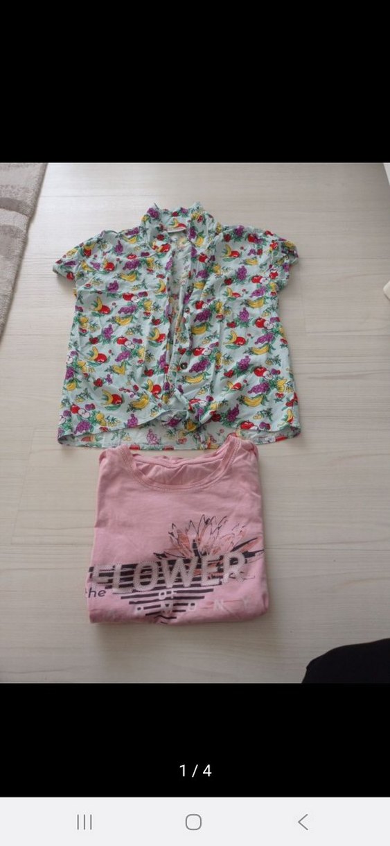 Kızlar için renkli bağlama desenli kısa kollu tişört - Görsel 4