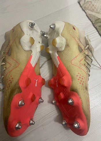 44 Beden camel Renk Bej Gri Erkek Futbol Ayakkabısı Velcro Detaylı