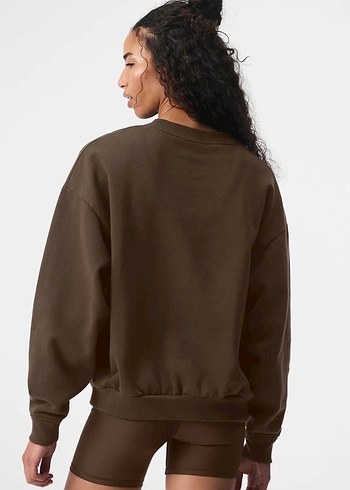 m Beden Kahverengi Oversize Kadın Sweatshirt