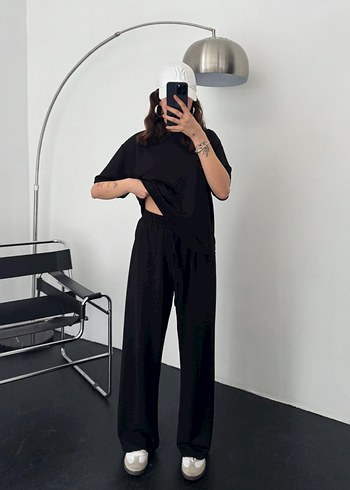 Diğer Siyah Oversize Kadın Tişört pantolon
