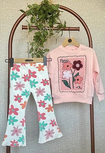 Zara çocuk çiçekli tayt takım
