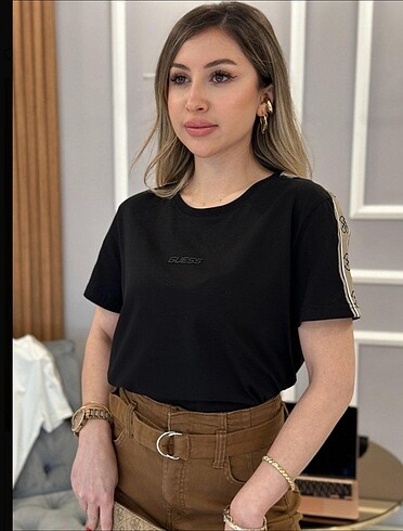 Guess Gues şeritli kadın Tshirt