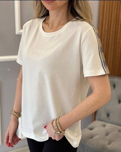 s Beden beyaz Renk Gues şeritli kadın Tshirt