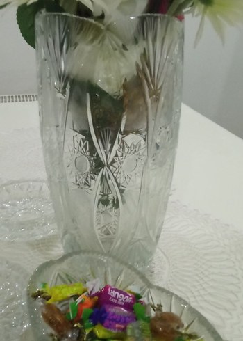 Beyaz Kesme Cam Vazo takım