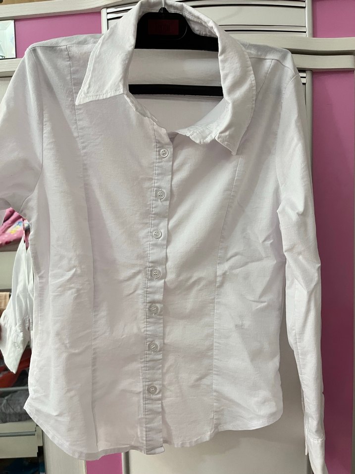 Beyaz Pamuklu Kadın Gömlek - Görsel 2