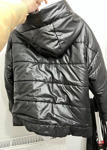 Siyah Deri Kısa Suni Kürklü Kadın Mont - Görsel 2