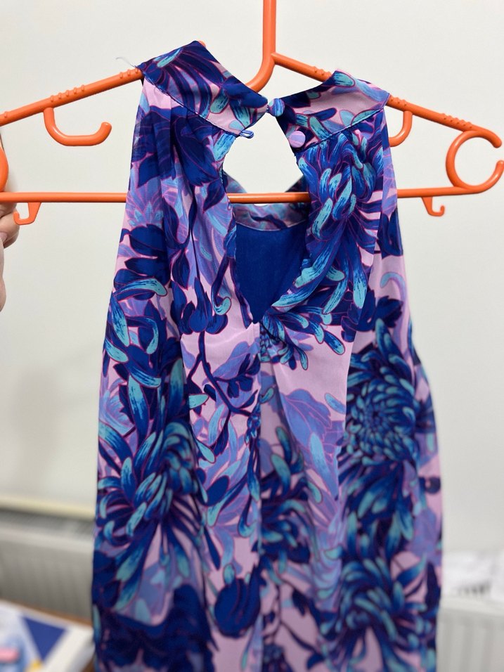 Mor Çiçekli Bohem kısa Elbise - Görsel 3