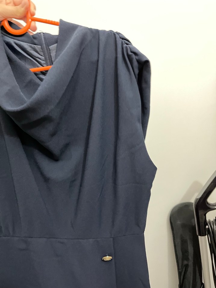 Düğmeli Lacivert Kadın Tulum - Görsel 3