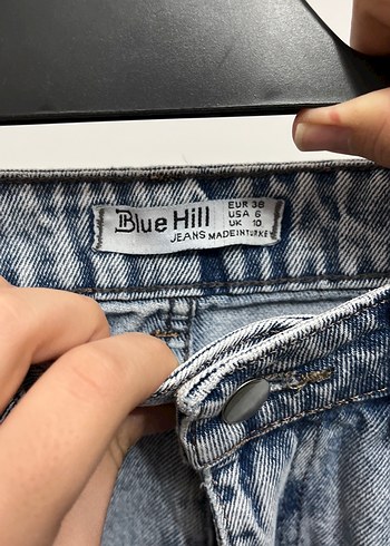 Düğmeli, Baskılı, Bol Kesim Kadın Kot Pantolon - Görsel 3