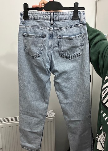 Düğmeli, Baskılı, Bol Kesim Kadın Kot Pantolon - Görsel 2