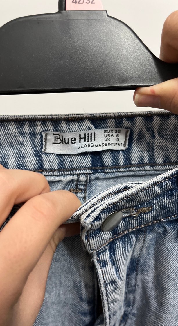 Düğmeli, Baskılı, Bol Kesim Kadın Kot Pantolon - Görsel 3