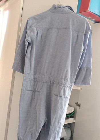s Beden mavi Renk Gevşek Kesim Mavi Denim Tulum