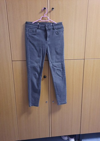 30 Beden Gri Kadın Slim Fit Midi Boy Kot Pantolon