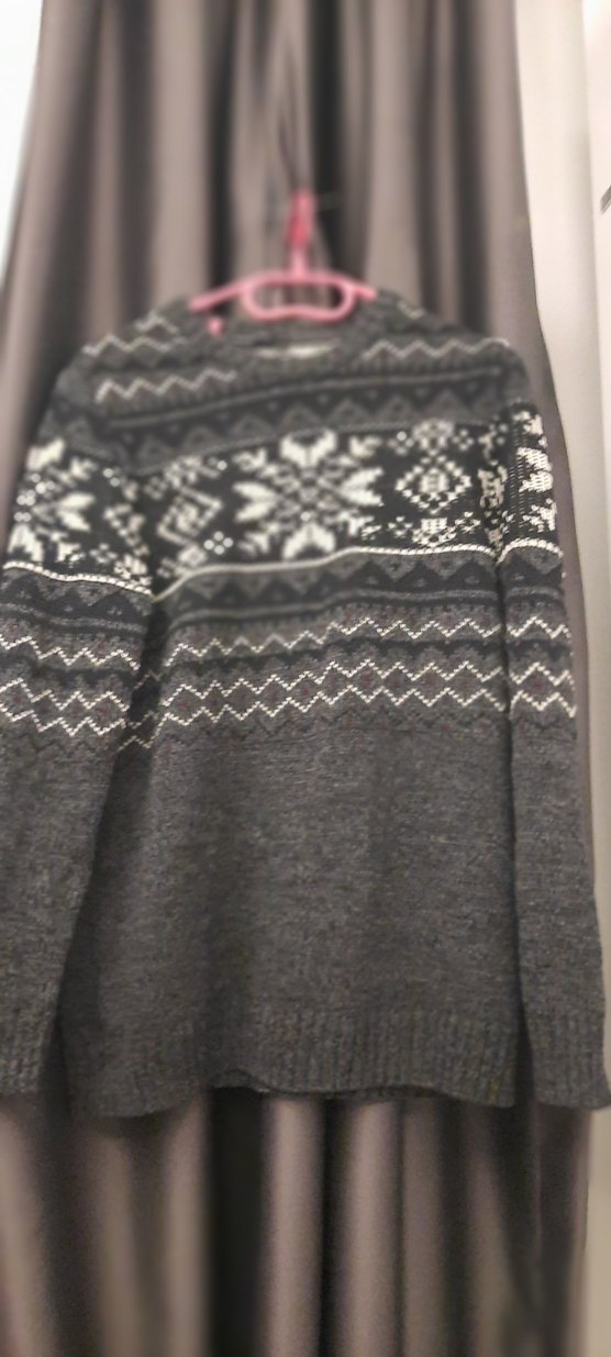 Gri Desenli Triko Kadın Kazak - Görsel 2