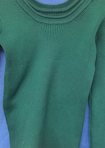 Yeşil Fitilli Boğazlı Kadın Kazak - Görsel 2