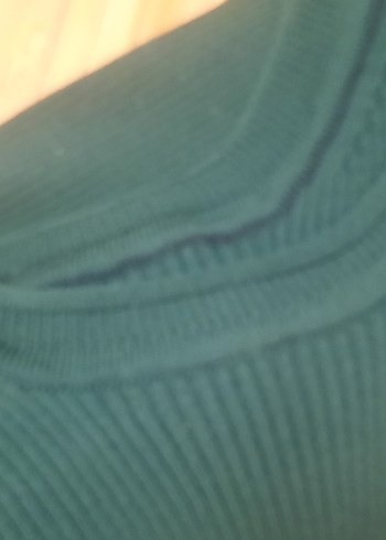 Yeşil Fitilli Boğazlı Kadın Kazak - Görsel 5