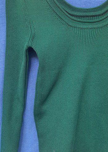 Yeşil Fitilli Boğazlı Kadın Kazak - Görsel 6