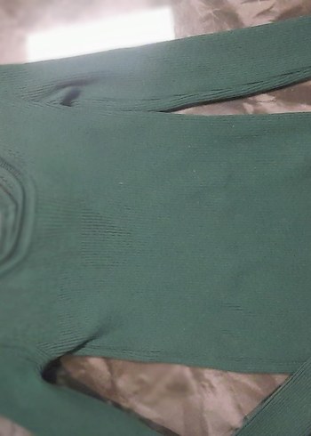 Yeşil Fitilli Boğazlı Kadın Kazak - Görsel 4