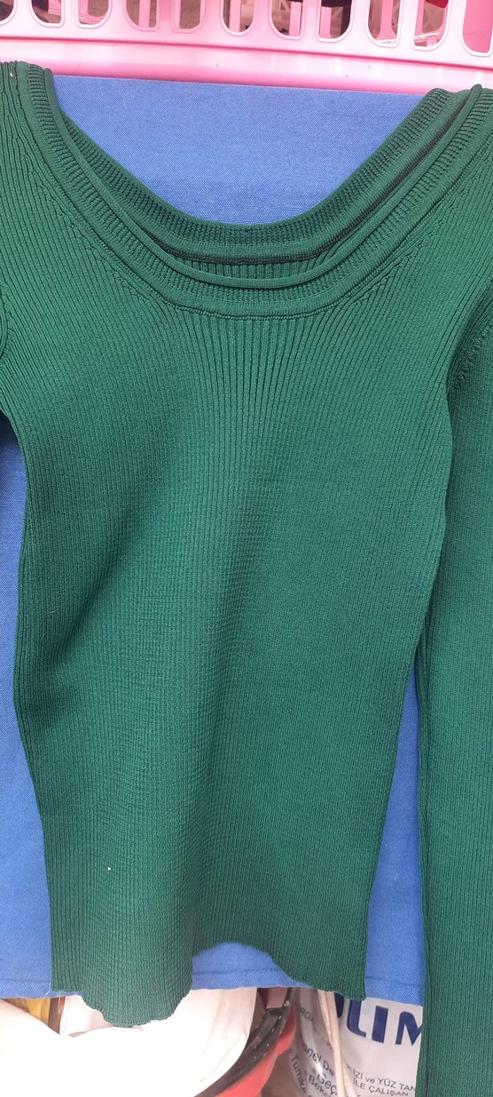 Yeşil Fitilli Boğazlı Kadın Kazak - Görsel 2