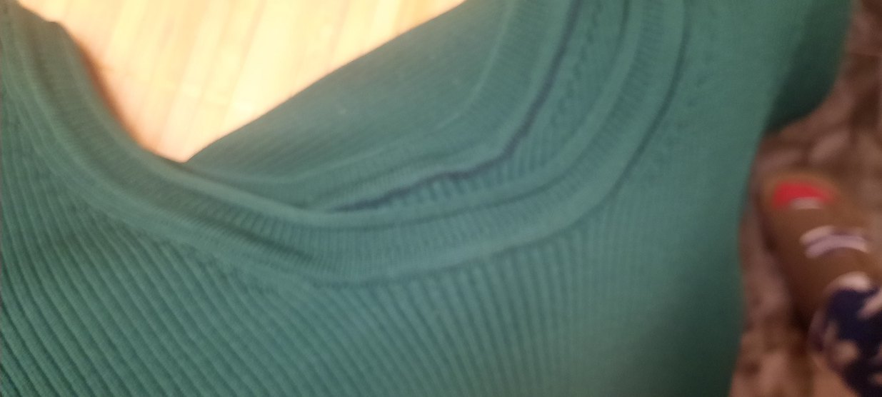 Yeşil Fitilli Boğazlı Kadın Kazak - Görsel 5