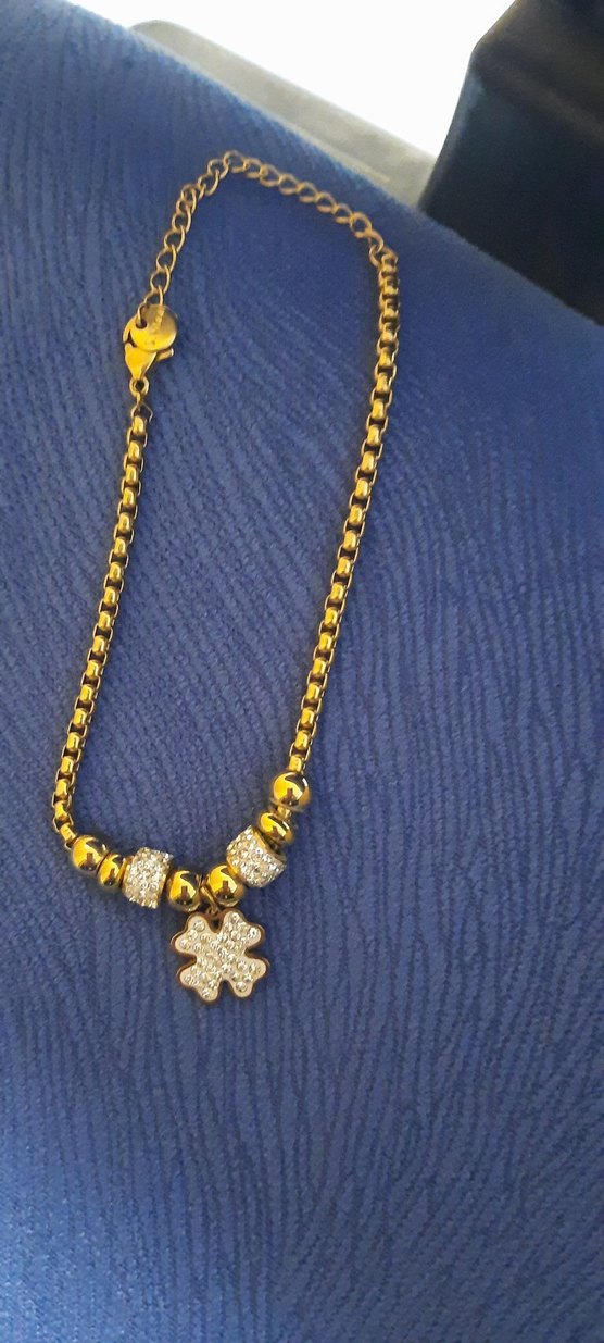 Renkli İşlemeli Altın Renk Boncuklu Bileklik - Görsel 2