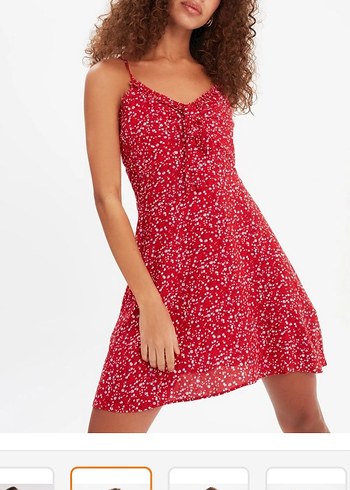 trendyolmilla Kırmızı Mini İnce Askılı Elbise - Görsel 6