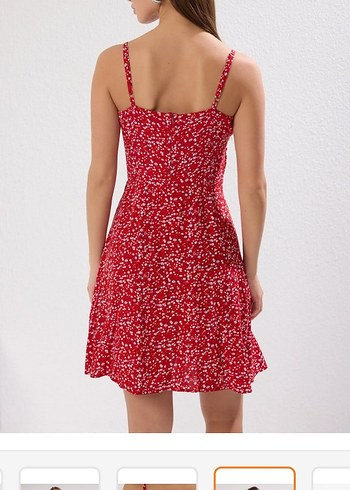 trendyolmilla Kırmızı Mini İnce Askılı Elbise - Görsel 4
