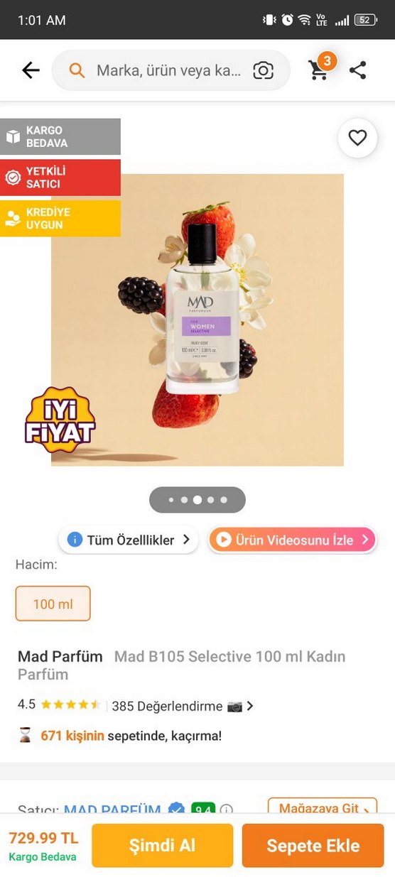 Mad B105 Selective Kadın Parfümü 100 ml - Görsel 3