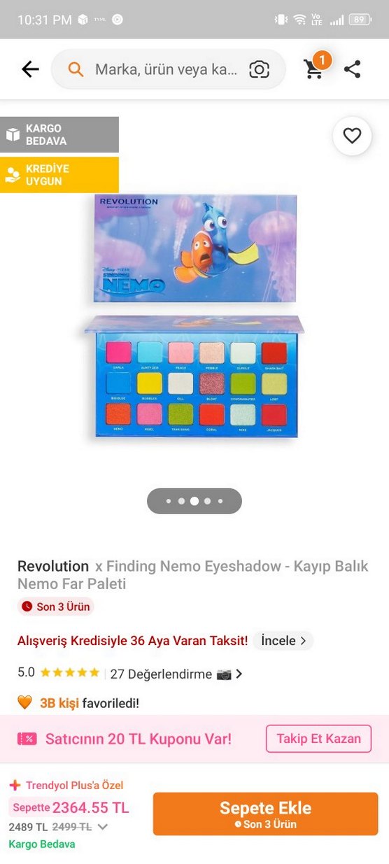 Revolution x Finding Nemo Çok Renkli Far Paleti - Görsel 4