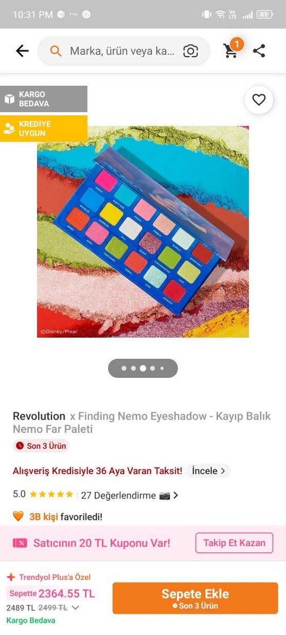 Revolution x Finding Nemo Çok Renkli Far Paleti - Görsel 3