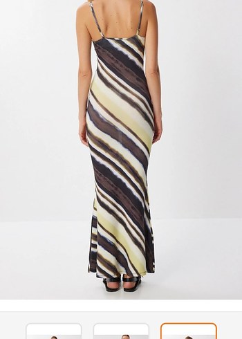 Desenli Sandy Uzun Askılı Elbise - Görsel 3