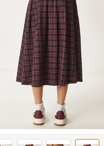 Bordo Desenli Midi Etek - Görsel 5