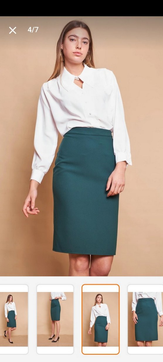 Kadın Zümrüt Midi Kalem Etek - Görsel 3