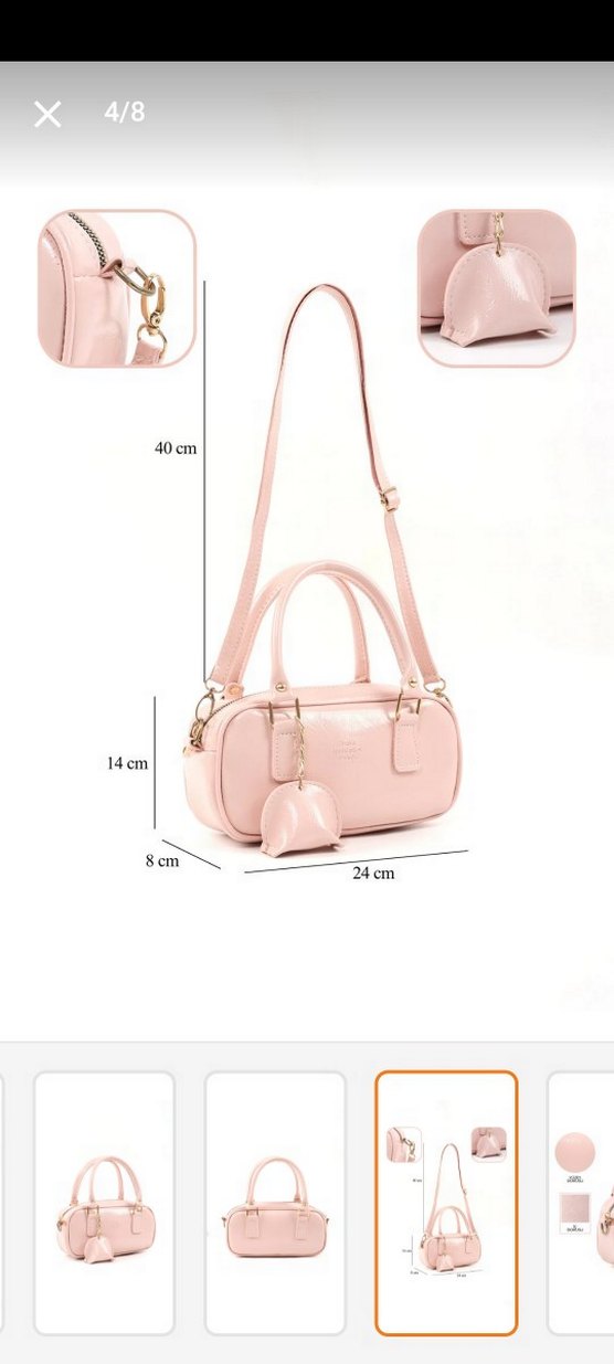 Parlak Pembe Deri Kadın Çanta - Görsel 4