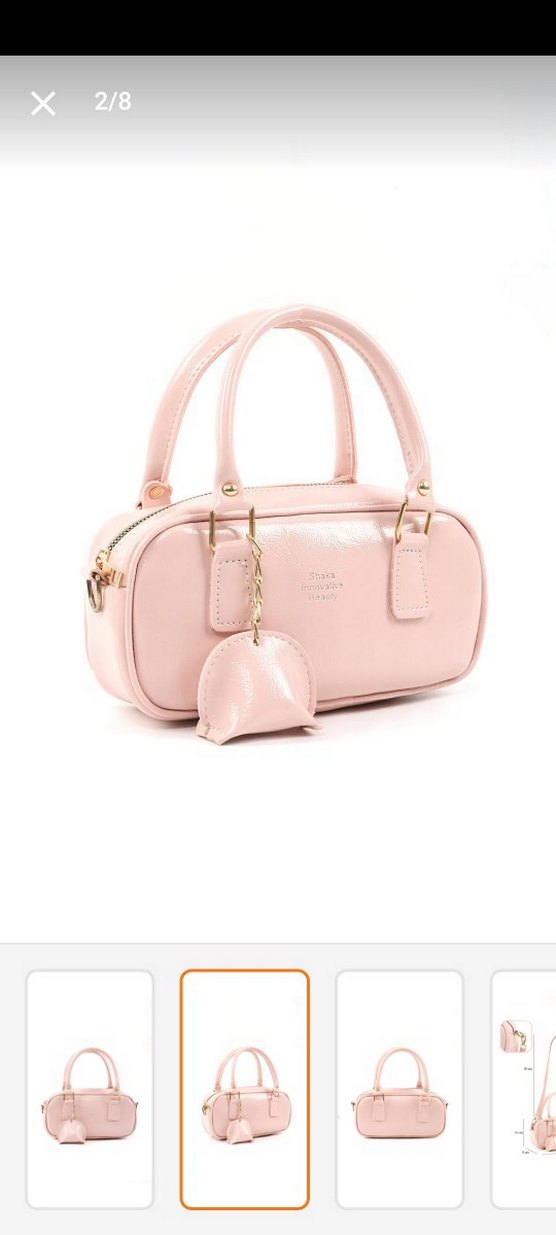 Parlak Pembe Deri Kadın Çanta - Görsel 2