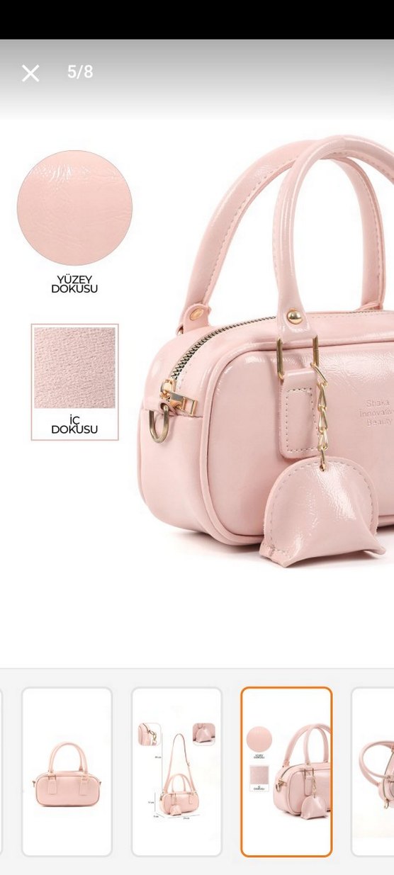 Parlak Pembe Deri Kadın Çanta - Görsel 5