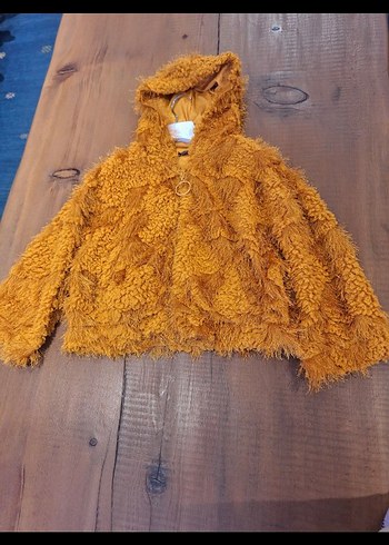 Kahverengi Kapüşonlu Kısa Peluş Mont - Görsel 2