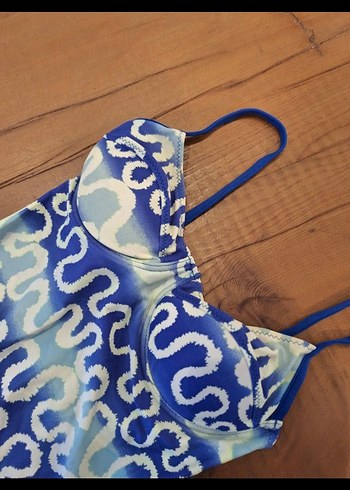 Mavi Bağlamalı Bohem Kadın Mayo - Görsel 3