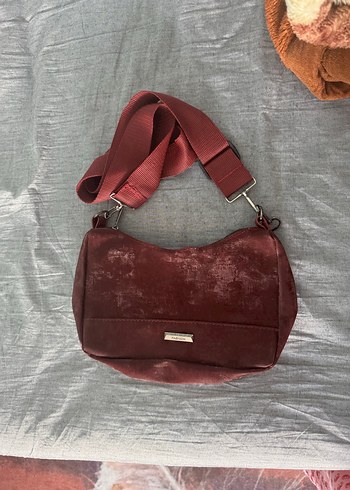 Bordo Süet Kadın Omuz Çantası