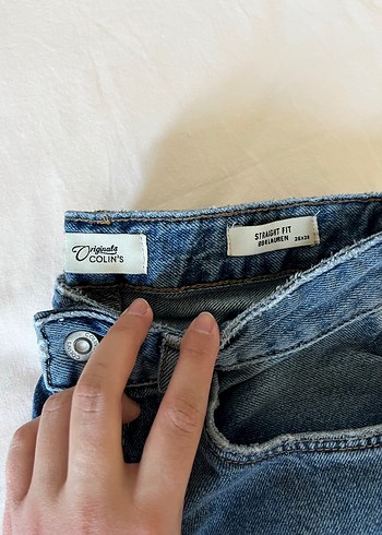 Colin's Mavi Dugmeli Bol Kesim Midi Denim Pantolon