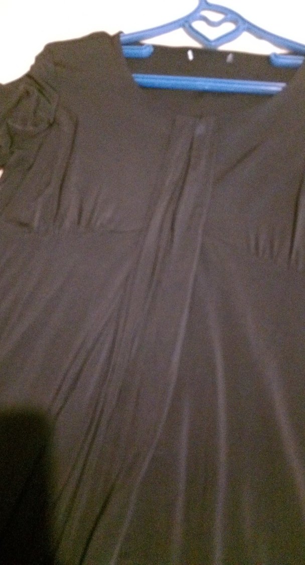 Siyah V Yakalı Uzun Kollu Hamile Elbisesi - Görsel 2