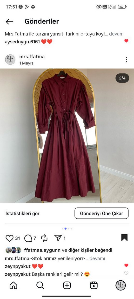 Bordo Uzun Kollu Salaş Elbise - Görsel 4