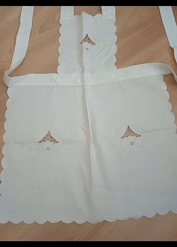 Beyaz işi işlemeli Mutfak Önlüğü - Görsel 2