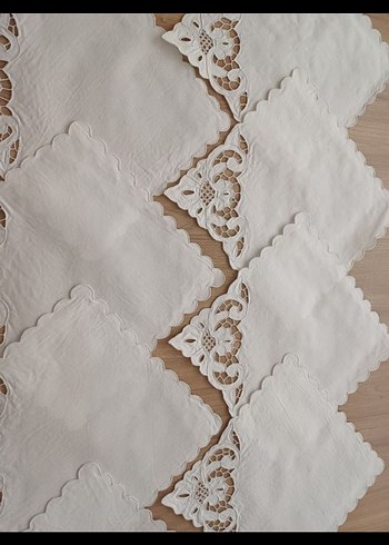 12 ADET BEYAZ İŞİ KARE ÖRTÜ ( ADET FİYATI 750 TL ) - Görsel 4